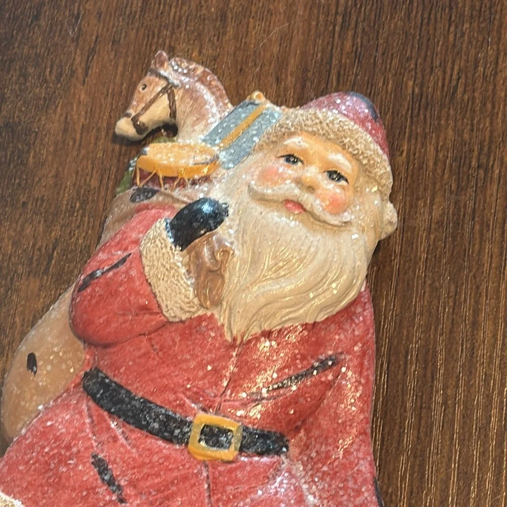 LARGE CHRISTMAS STOCKING HOLDER, HANGER - OLD FASHIONED SANTA CLAUS